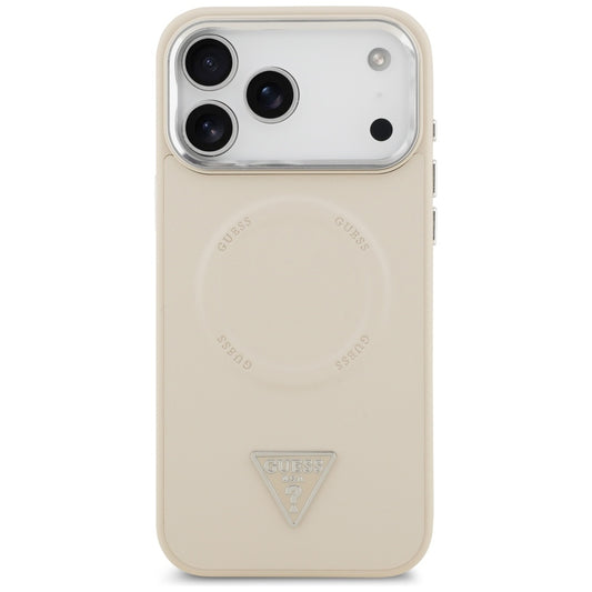 MagSafe Case for Apple iPhone 17 Pro Max, Guess, Triangle Logo, Silver Beige