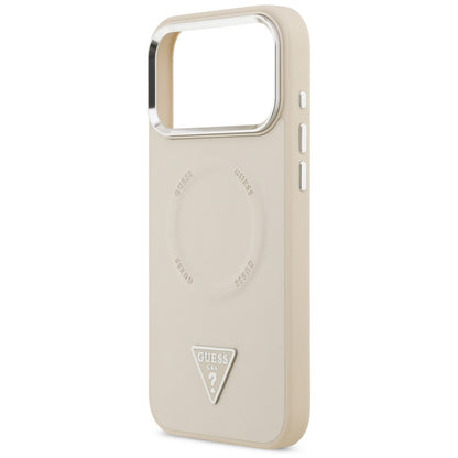 MagSafe Case for Apple iPhone 17 Pro Max, Guess, Triangle Logo, Silver Beige