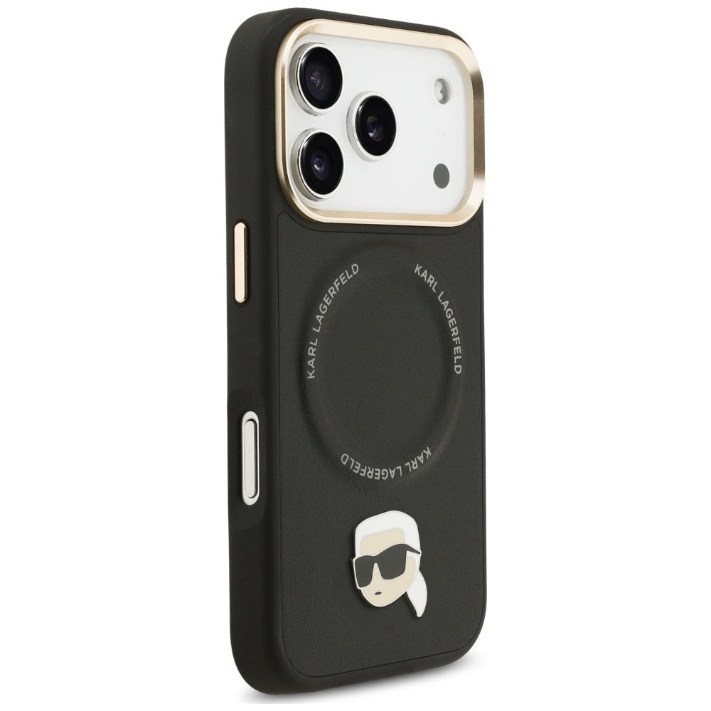Θήκη MagSafe για Apple iPhone 17 Pro Max, Karl Lagerfeld, Big Strap Karl Metal Logo, Μαύρη
