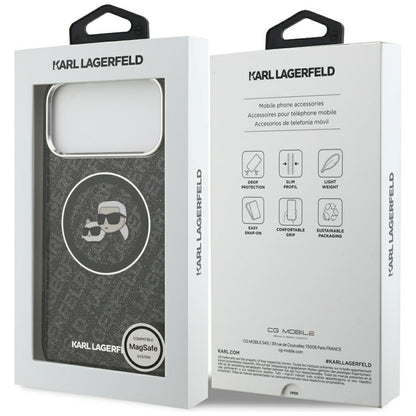 MagSafe Case for Apple iPhone 17 Pro Max, Karl Lagerfeld, Glitter Karl & Choupette Head, Black