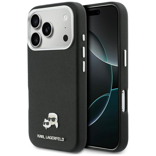 MagSafe Case for Apple iPhone 17 Pro Max, Karl Lagerfeld, Karl & Choupette Head's Pin, Black