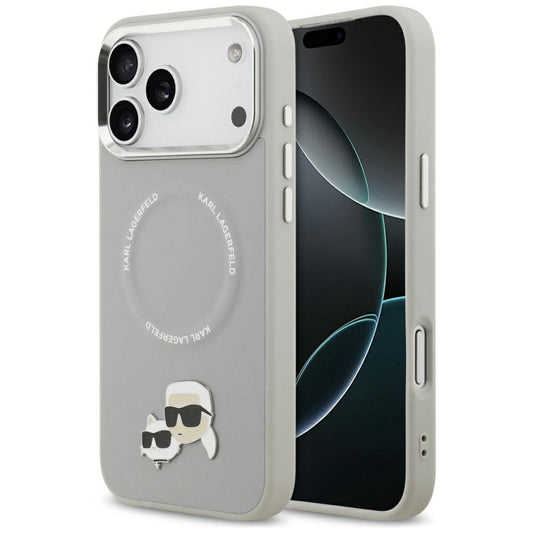 Θήκη MagSafe για Apple iPhone 17 Pro Max, Karl Lagerfeld, Karl & Choupette Pins, Γκρι