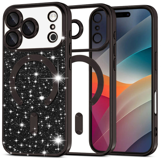 Θήκη MagSafe για Apple iPhone 17 Pro Max, Techsuit, Luxury Glitter, Μαύρη