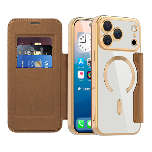 Θήκη MagSafe για Apple iPhone 17 Pro Max, Techsuit, SmartMag Book, Καφέ