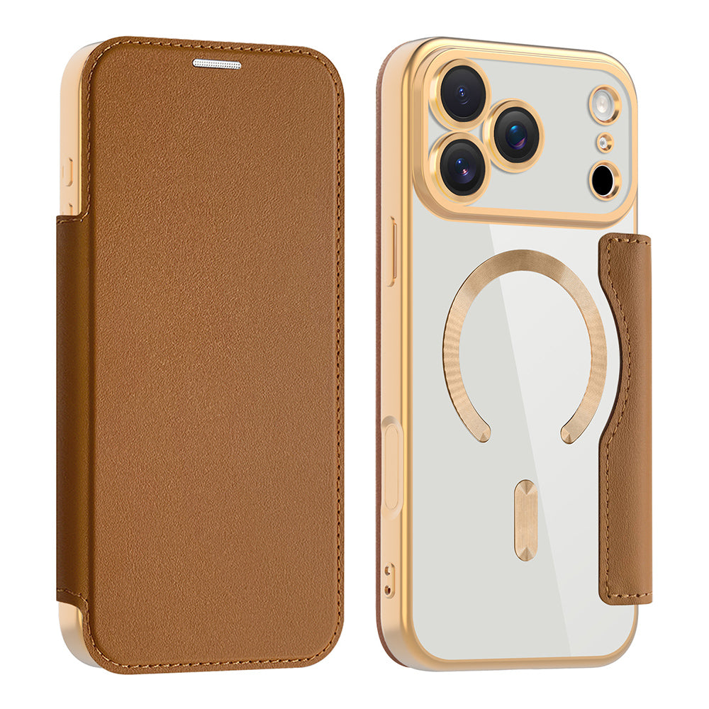 MagSafe Case for Apple iPhone 17 Pro Max, Techsuit, SmartMag Book, Brown