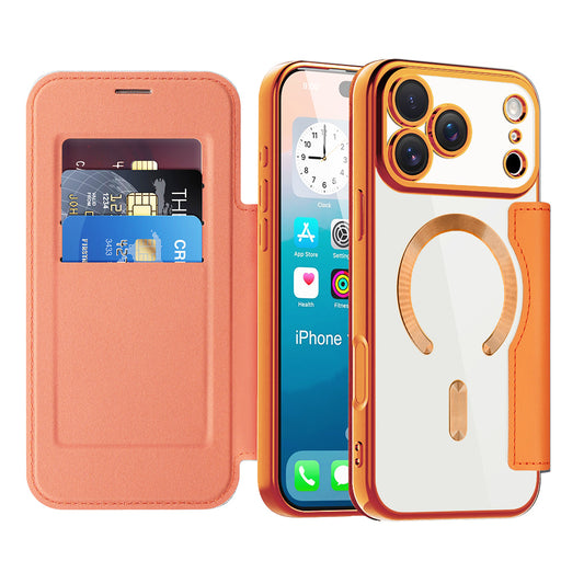 MagSafe Case for Apple iPhone 17 Pro Max, Techsuit, SmartMag Book, Orange