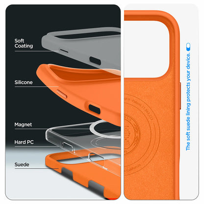 Θήκη MagSafe για Apple iPhone 17 Pro, Spigen, Silicone Fit, Πορτοκαλί ACS11379