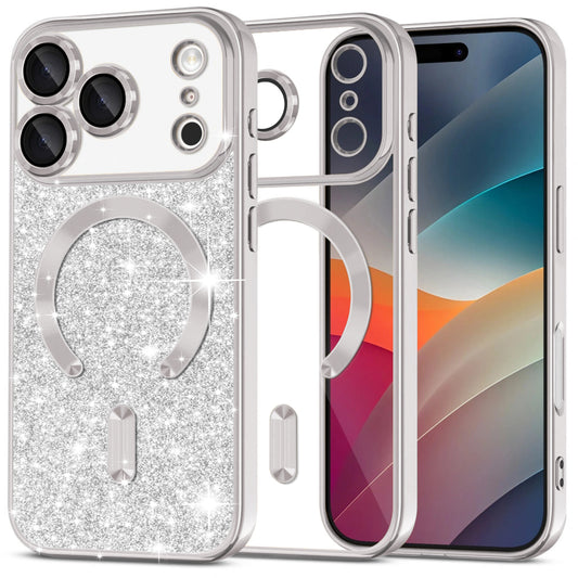 Θήκη MagSafe για Apple iPhone 17 Pro, Techsuit, Luxury Glitter, Ασημί