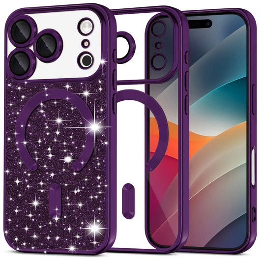 Θήκη MagSafe για Apple iPhone 17 Pro, Techsuit, Luxury Glitter, Σκούρο Μωβ