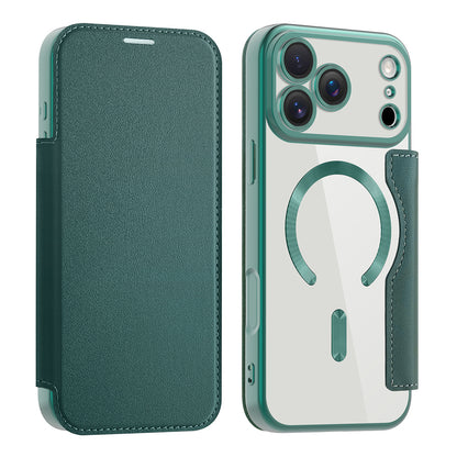 MagSafe Case for Apple iPhone 17 Pro, Techsuit, SmartMag Book, Green