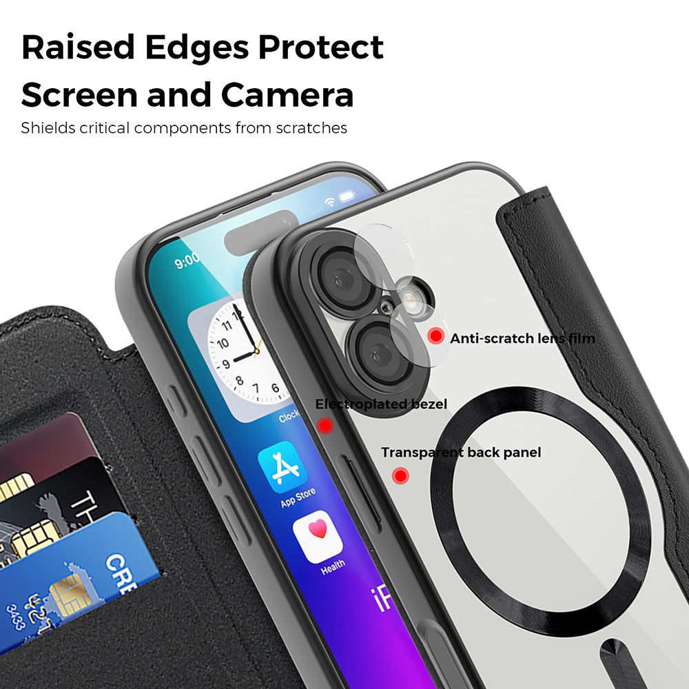 MagSafe Case for Apple iPhone 17, Techsuit, SmartMag Book, Gray