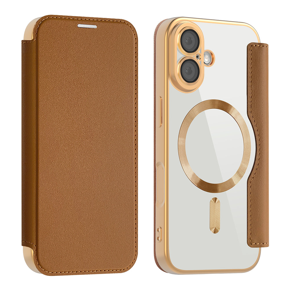 MagSafe Case for Apple iPhone 17, Techsuit, SmartMag Book, Brown