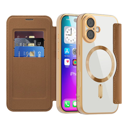 MagSafe Case for Apple iPhone 17, Techsuit, SmartMag Book, Brown