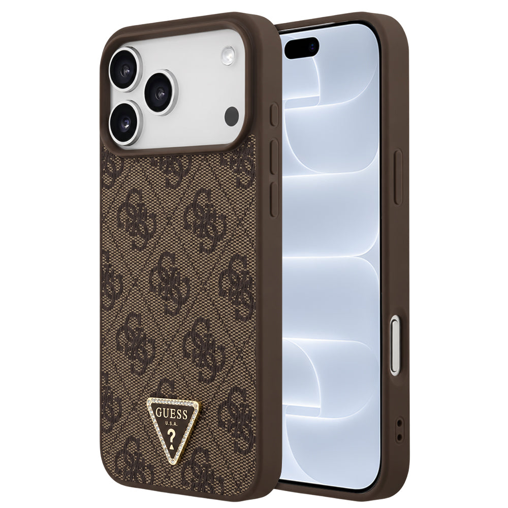 Θήκη MagSafe για Apple iPhone 18 Pro / 17 Pro, Guess, 4G Triangle Strass, Καφέ