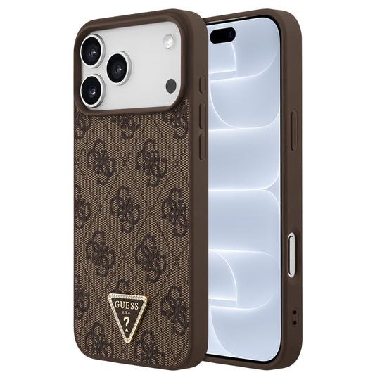 Θήκη MagSafe για Apple iPhone 18 Pro / 17 Pro, Guess, 4G Triangle Strass, Καφέ