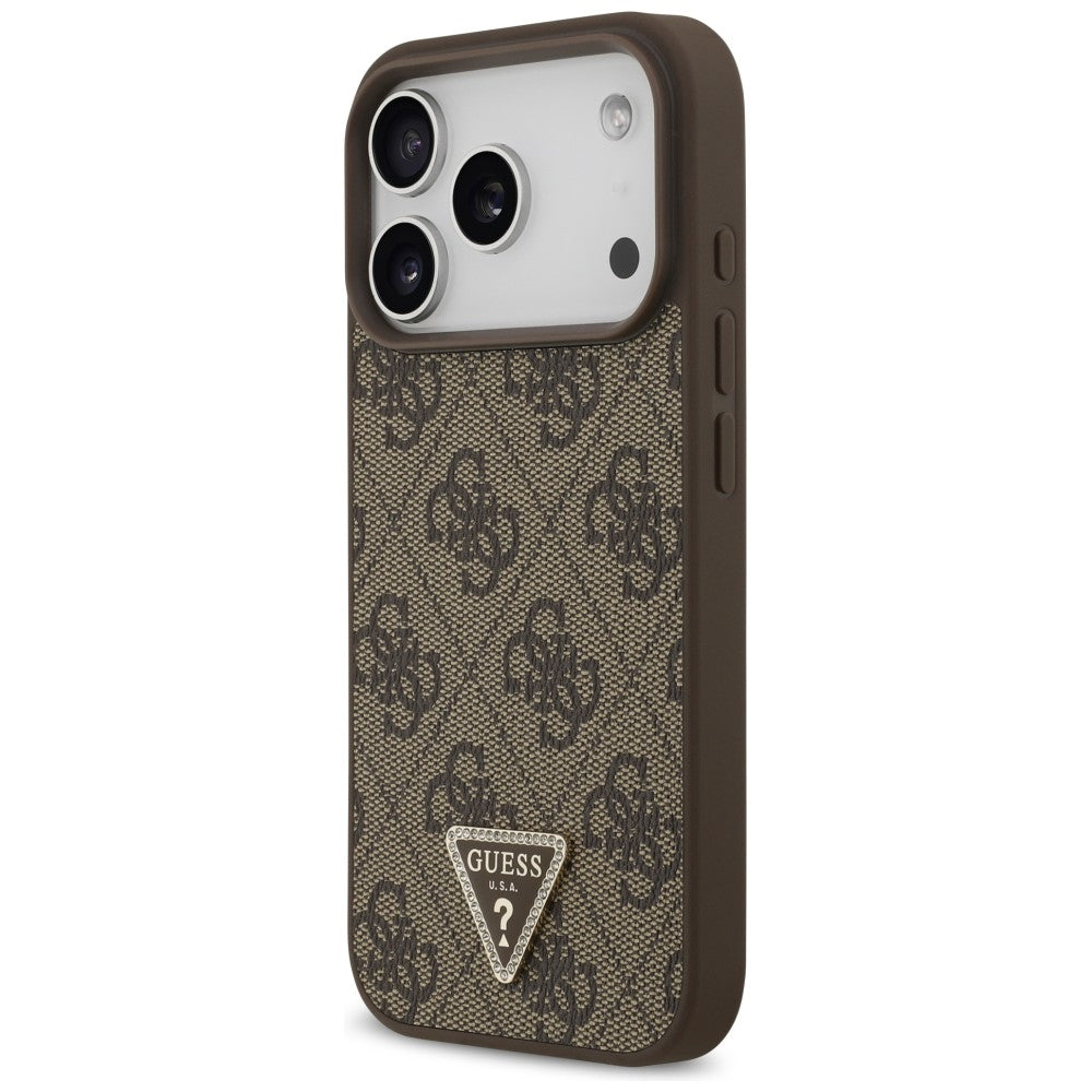 Θήκη MagSafe για Apple iPhone 18 Pro / 17 Pro, Guess, 4G Triangle Strass, Καφέ