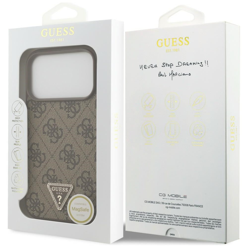 Θήκη MagSafe για Apple iPhone 18 Pro / 17 Pro, Guess, 4G Triangle Strass, Καφέ