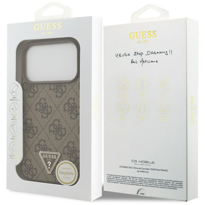 Θήκη MagSafe για Apple iPhone 18 Pro / 17 Pro, Guess, 4G Triangle Strass, Καφέ