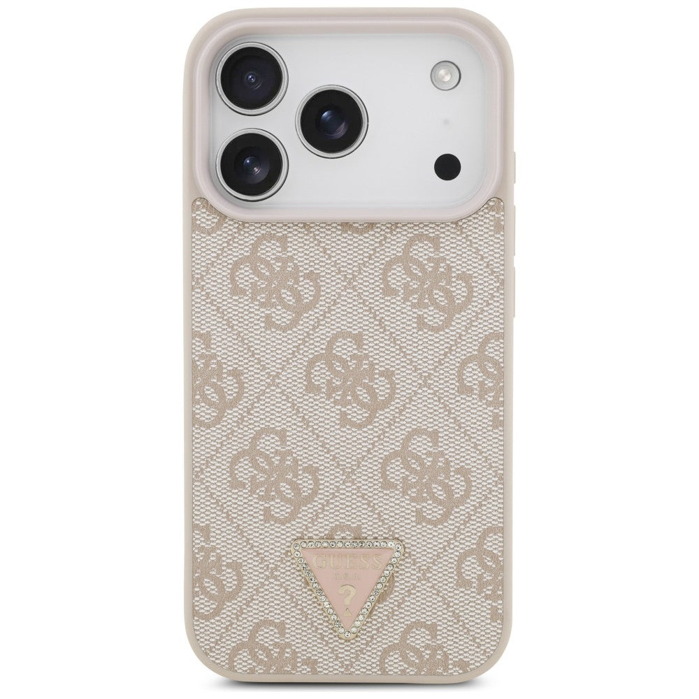 Θήκη MagSafe για Apple iPhone 18 Pro / 17 Pro, Guess, 4G Triangle Strass, Ροζ