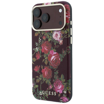 MagSafe Case for Apple iPhone 18 Pro / 17 Pro, Guess, Blossom Roses Print, Burgundy