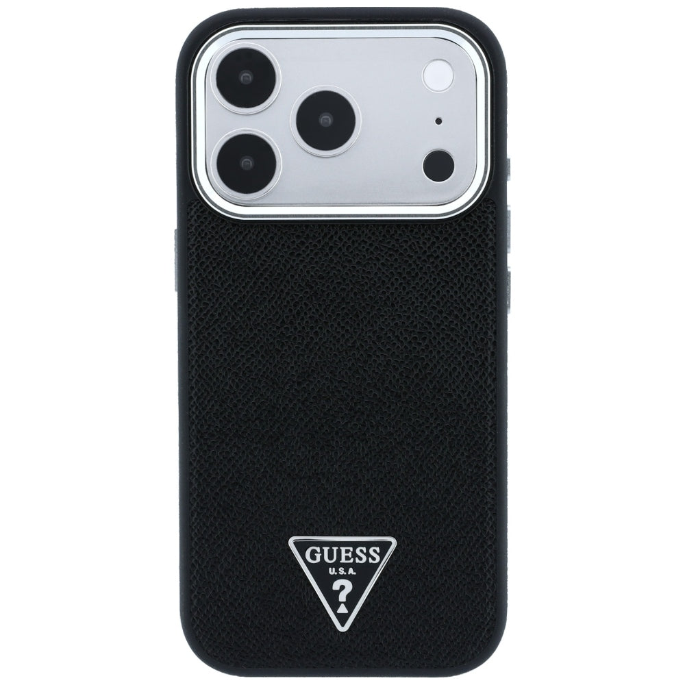Θήκη MagSafe για Apple iPhone 18 Pro / 17 Pro, Guess, Λογότυπο Τριγώνου με Υφή, Μαύρη