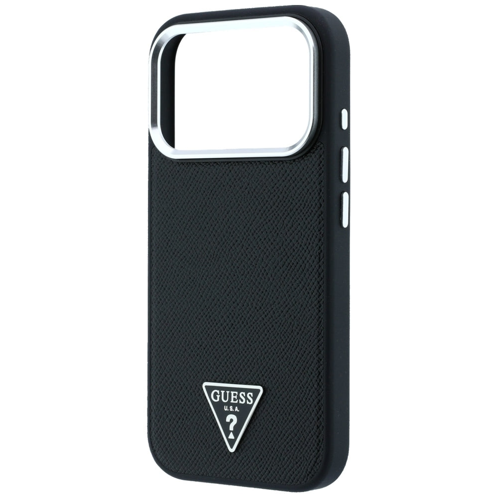 Θήκη MagSafe για Apple iPhone 18 Pro / 17 Pro, Guess, Λογότυπο Τριγώνου με Υφή, Μαύρη