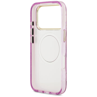 Θήκη MagSafe για Apple iPhone 18 Pro / 17 Pro, Guess, IML Metal Glitter Flowers Triangle, Μωβ