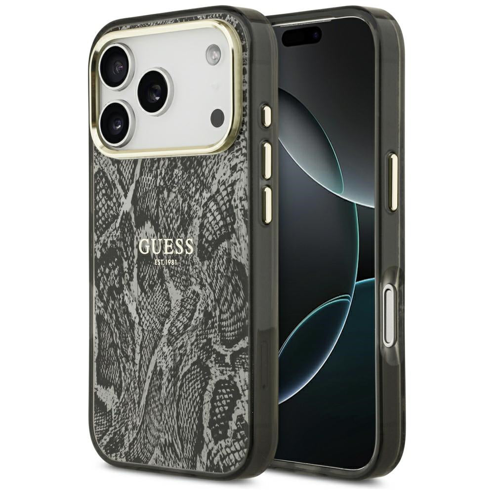 MagSafe Case for Apple iPhone 18 Pro / 17 Pro, Guess, Python Pattern, Black