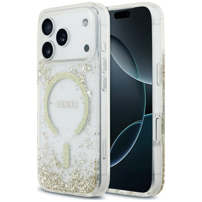Θήκη MagSafe για Apple iPhone 18 Pro / 17 Pro, Guess, Glitter με ρητίνη στο κάτω μέρος, Χρυσή