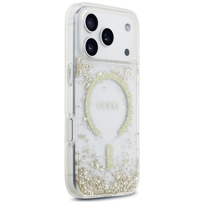 Θήκη MagSafe για Apple iPhone 18 Pro / 17 Pro, Guess, Glitter με ρητίνη στο κάτω μέρος, Χρυσή
