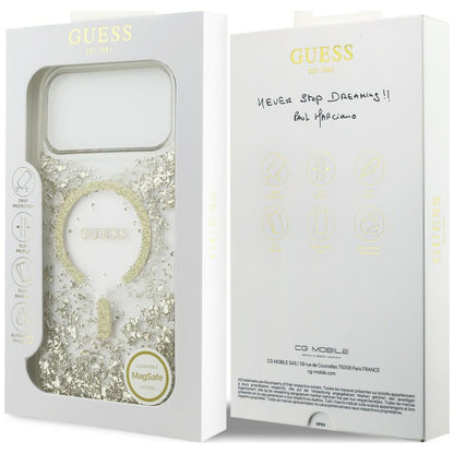 Θήκη MagSafe για Apple iPhone 18 Pro / 17 Pro, Guess, Glitter με ρητίνη στο κάτω μέρος, Χρυσή