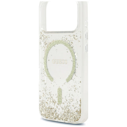 Θήκη MagSafe για Apple iPhone 18 Pro / 17 Pro, Guess, Glitter με ρητίνη στο κάτω μέρος, Χρυσή