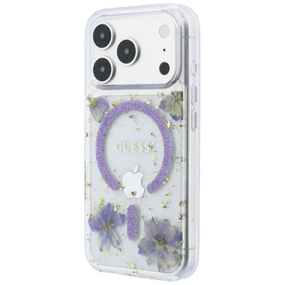 Θήκη MagSafe για Apple iPhone 18 Pro / 17 Pro, Guess, Resin Flowers and Glitter, Μωβ