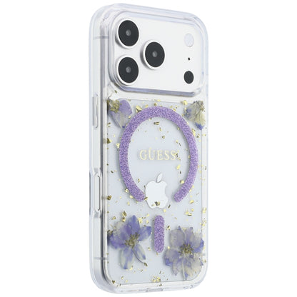 Θήκη MagSafe για Apple iPhone 18 Pro / 17 Pro, Guess, Resin Flowers and Glitter, Μωβ