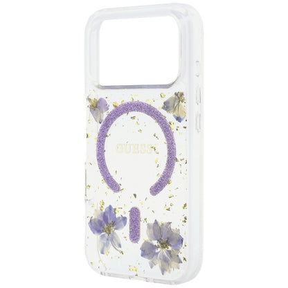 Θήκη MagSafe για Apple iPhone 18 Pro / 17 Pro, Guess, Resin Flowers and Glitter, Μωβ