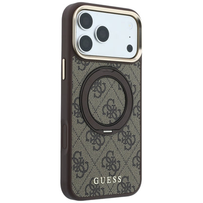 Θήκη MagSafe για Apple iPhone 18 Pro / 17 Pro, Guess, Ring Stand 360 4G Classic Logo, Καφέ