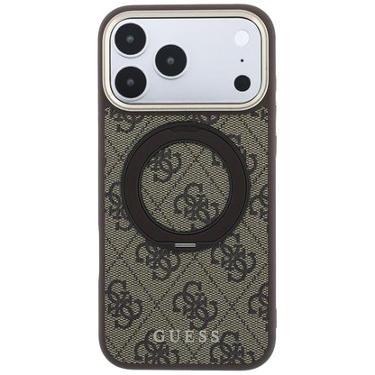 Θήκη MagSafe για Apple iPhone 18 Pro / 17 Pro, Guess, Ring Stand 360 4G Classic Logo, Καφέ