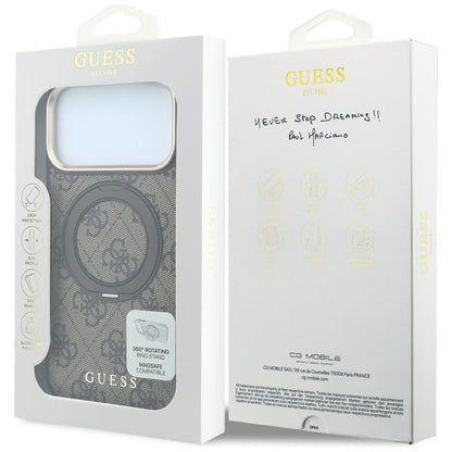 Θήκη MagSafe για Apple iPhone 18 Pro / 17 Pro, Guess, Ring Stand 360 4G Classic Logo, Καφέ