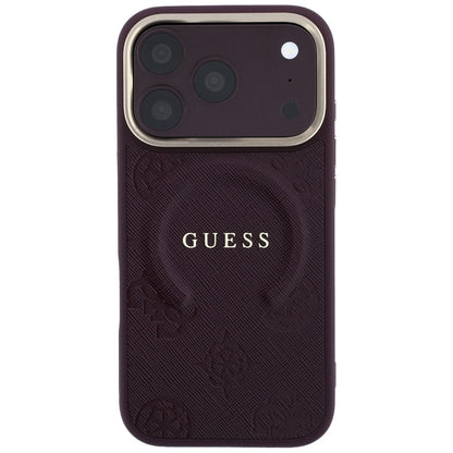Θήκη MagSafe για Apple iPhone 18 Pro / 17 Pro, Guess, Saffiano Peony Ring, Βυσσινί