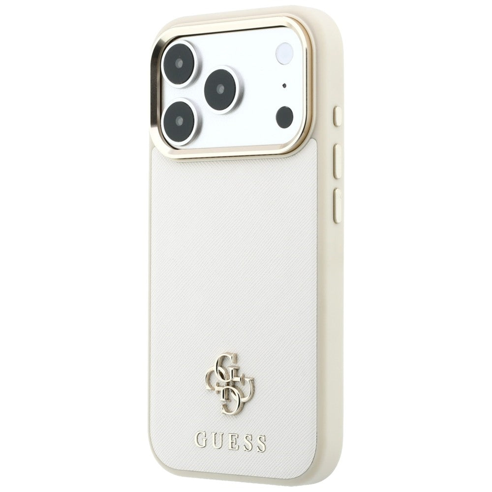 Θήκη MagSafe για Apple iPhone 18 Pro / 17 Pro, Guess, Saffiano Small 4G Classic, Μπεζ