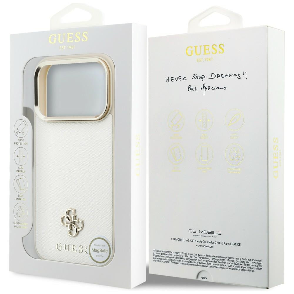 Θήκη MagSafe για Apple iPhone 18 Pro / 17 Pro, Guess, Saffiano Small 4G Classic, Μπεζ