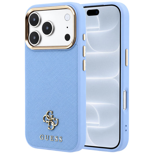 MagSafe Case for Apple iPhone 18 Pro / 17 Pro, Guess, Saffiano Small 4G Classic, Blue