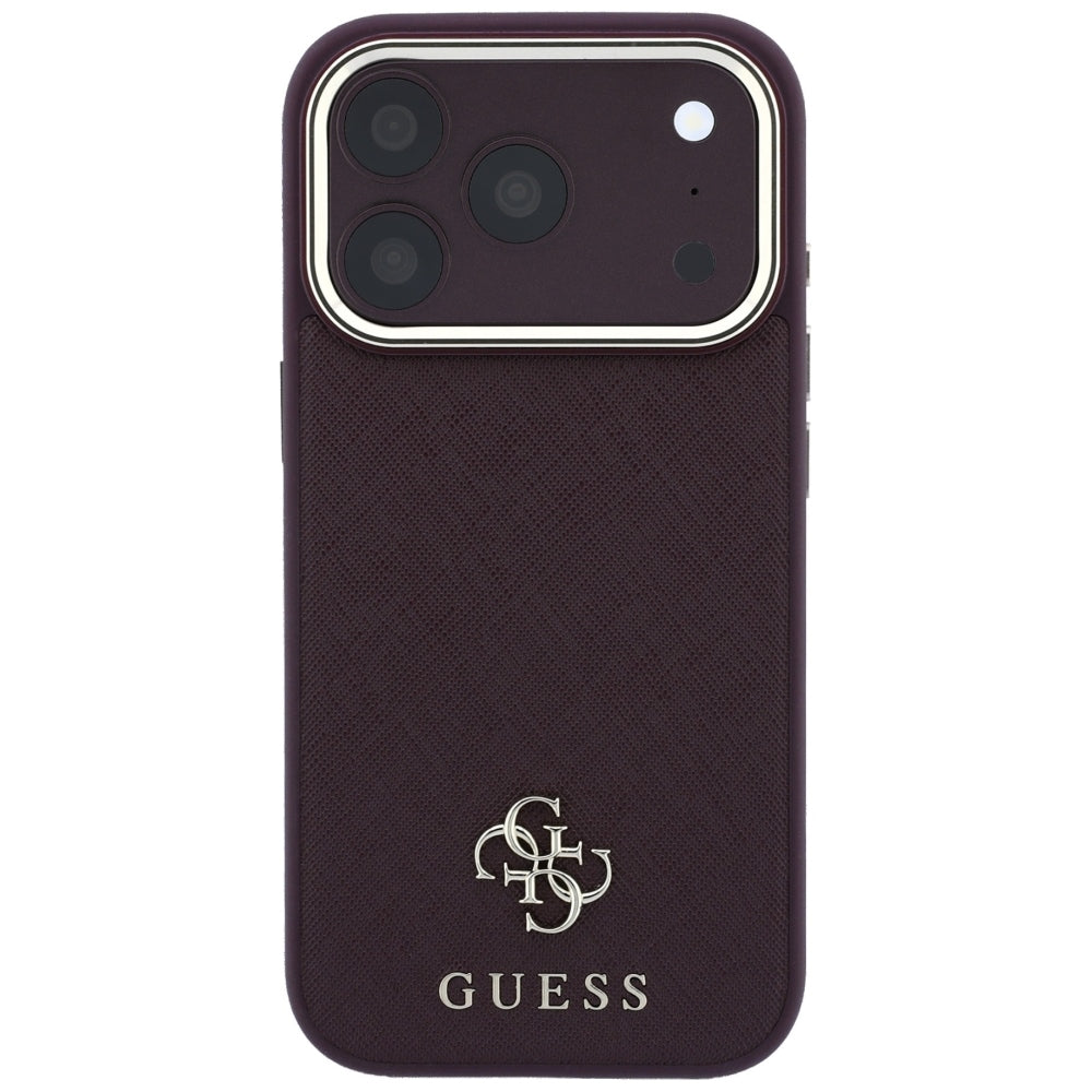 Θήκη MagSafe για Apple iPhone 18 Pro / 17 Pro, Guess, Saffiano Small 4G Classic, Βυσσινί