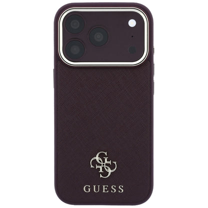 Θήκη MagSafe για Apple iPhone 18 Pro / 17 Pro, Guess, Saffiano Small 4G Classic, Βυσσινί