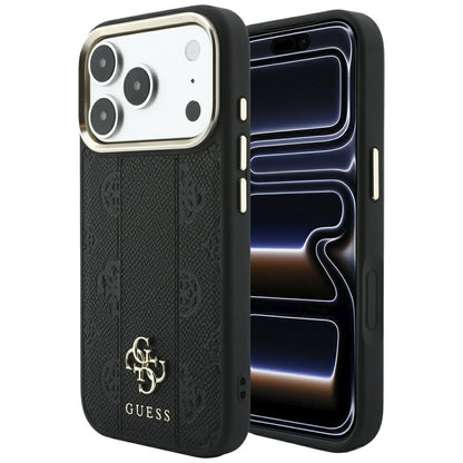 Θήκη MagSafe για Apple iPhone 18 Pro / 17 Pro, Guess, Stripe Peony 4G, Μαύρο