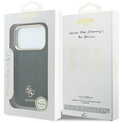 Θήκη MagSafe για Apple iPhone 18 Pro / 17 Pro, Guess, Stripe Peony 4G, Μαύρο