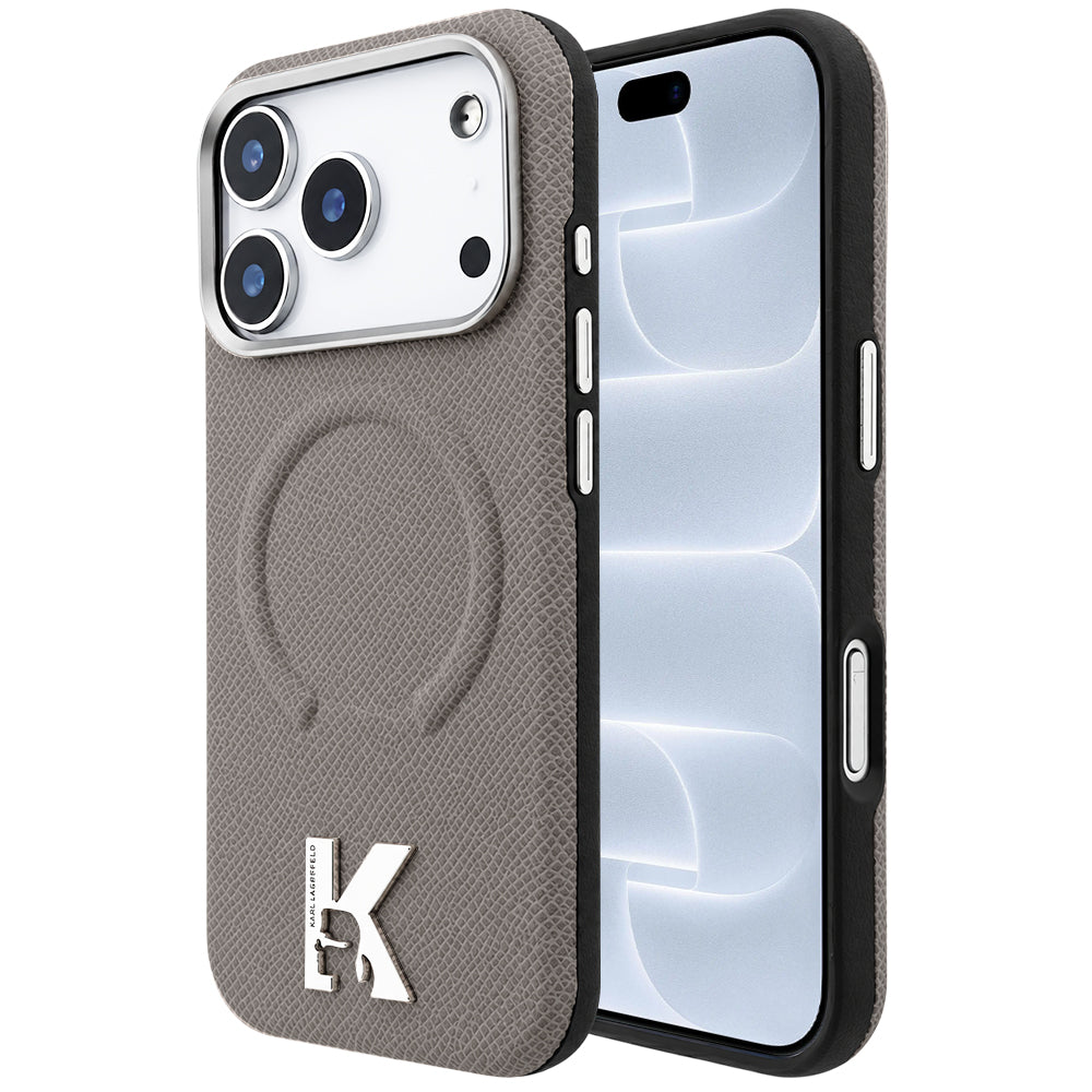 Θήκη MagSafe για Apple iPhone 18 Pro / 17 Pro, Karl Lagerfeld, Grained Embossed Ring, Μπεζ
