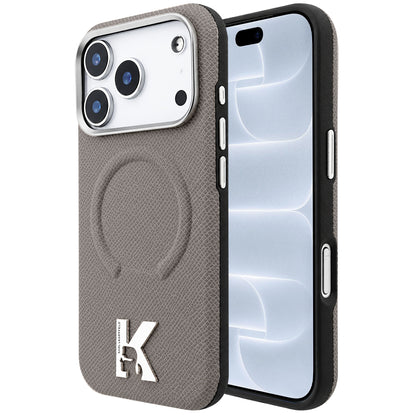 Θήκη MagSafe για Apple iPhone 18 Pro / 17 Pro, Karl Lagerfeld, Grained Embossed Ring, Μπεζ