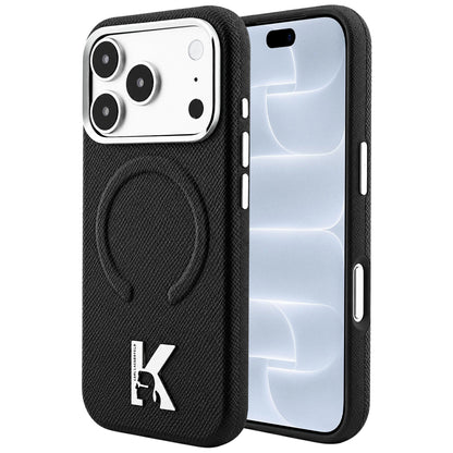 Θήκη MagSafe για Apple iPhone 18 Pro / 17 Pro, Karl Lagerfeld, Grained Embossed Ring, Μαύρη