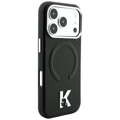 Θήκη MagSafe για Apple iPhone 18 Pro / 17 Pro, Karl Lagerfeld, Grained Embossed Ring, Μαύρη